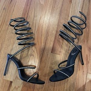 Rene Cavovilla crystal wrap around strap sandals.